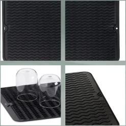Afdruipmat Kela Rena Siliconen Zwart 40 x 30 cm