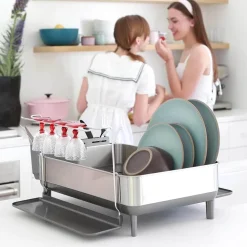 simplehuman Afdruiprek Met Stalen Frame Zilver New