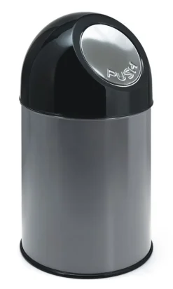 Afvalbak Met Pushdeksel Metallic Zilver 30L