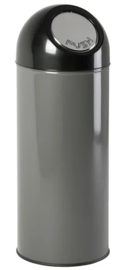 Huismerk Afvalbak Met Pushdeksel Metallic Zilver 55L Best