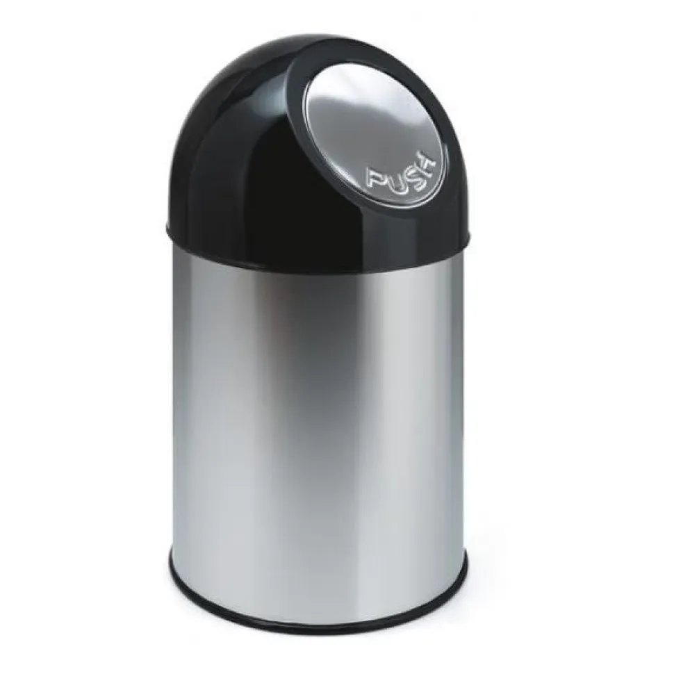 Afvalbak Met Pushdeksel Zilver RVS 30L