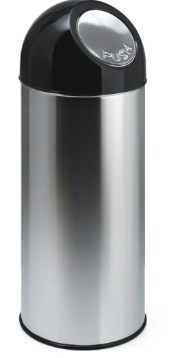 Afvalbak Met Pushdeksel Zilver RVS 55L
