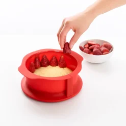Bakvorm Lékué Springvorm Rond met Keramisch bord D 15 cm Red