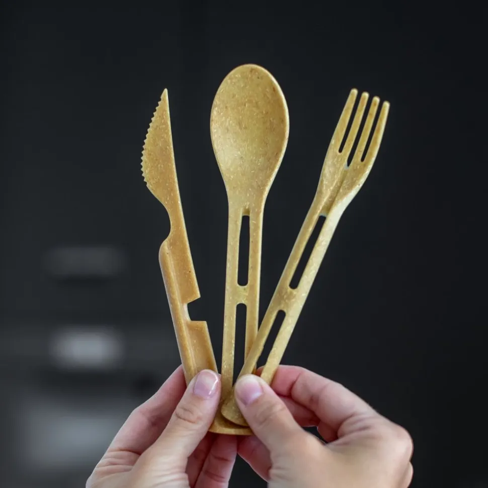 Bestekset Koziol Bio-Circulair Klikk Pocket Nature Wood (3-Delig)