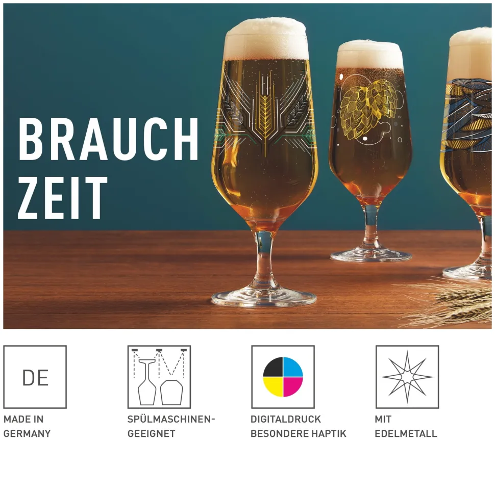Bierglas Ritzenhoff Brauchzeit #1 #2 374 ml (Set van 2)