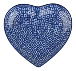 Bunzlau Castle Bord Blue Diamond Heart Medium 18,2 cm Clearance