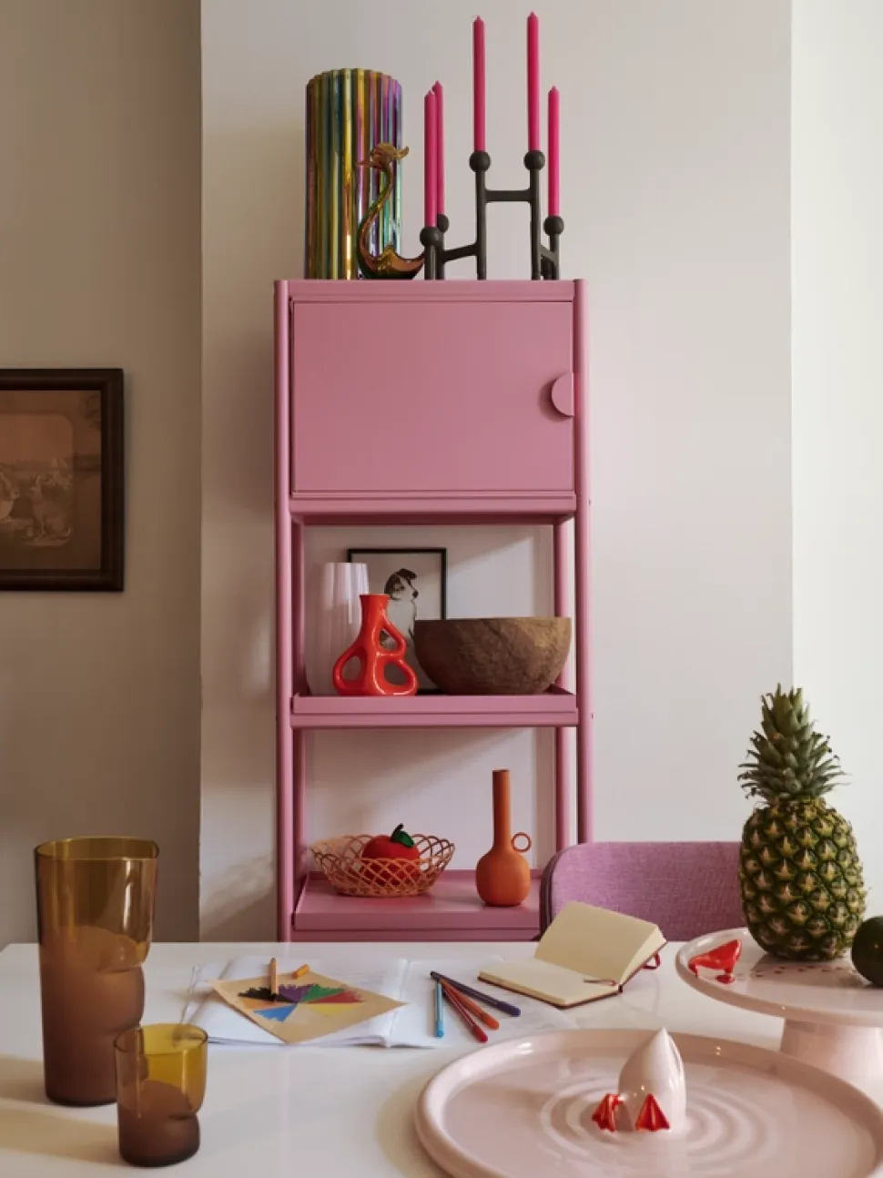 Bord POLSPOTTEN Plate Diving Duck Light Pink Ø40