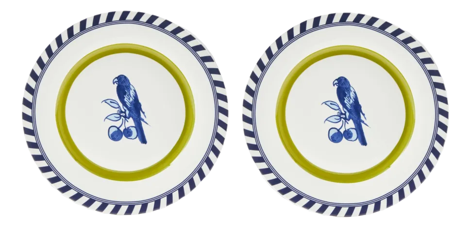Bord Polspotten x Rijksmuseum Bird Patterned Dark Green 27 cm (Set van 2)