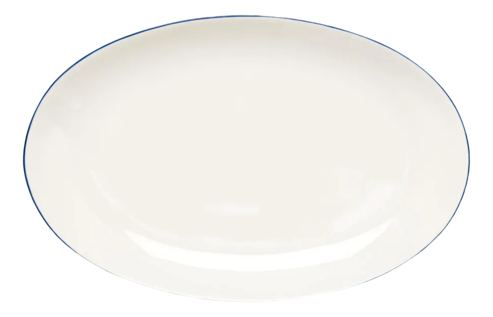 Bord vtwonen Plate White-Blue Line Oval 25,5 cm