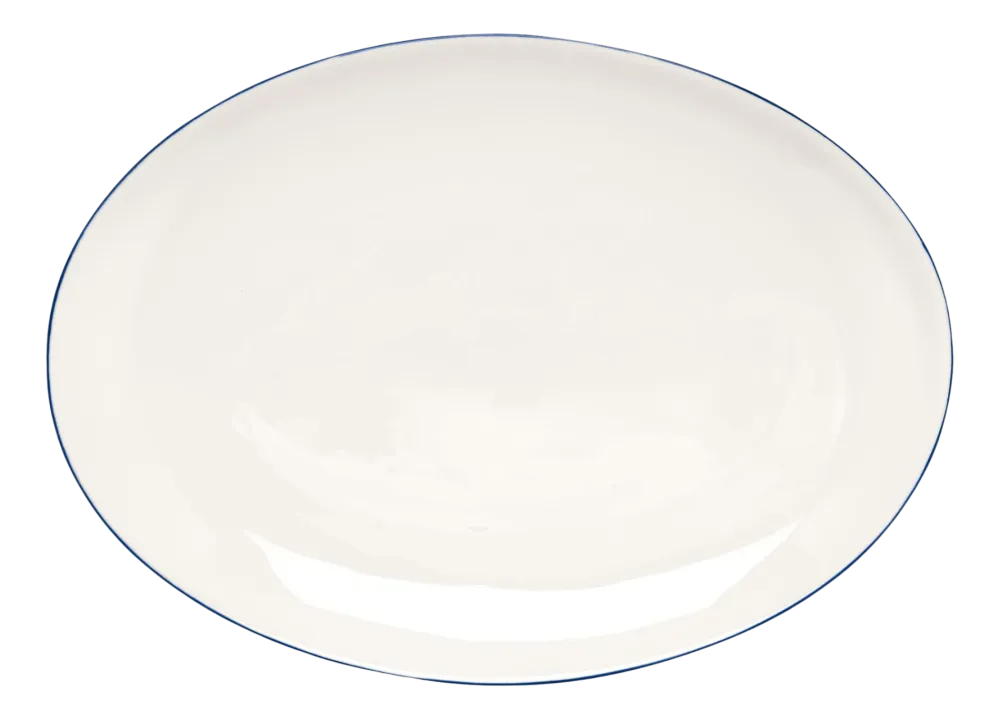 VT Wonen Bord vtwonen Plate White-Blue Line Oval 30 cm Hot