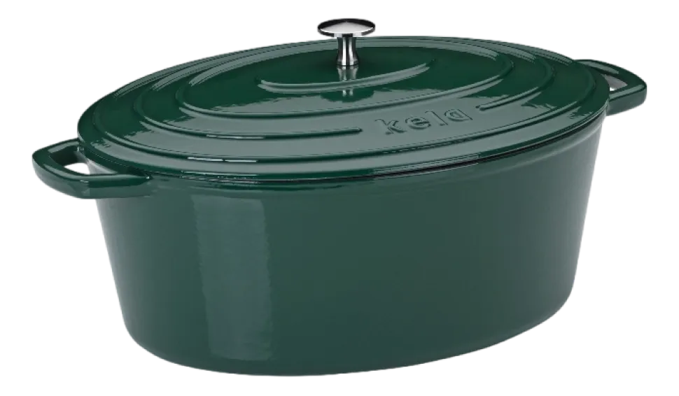 Braadpan Kela Calido Met Deksel Ovaal Emerald Green 36 x 29 cm