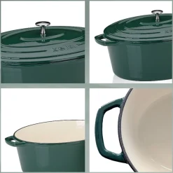 Braadpan Kela Calido Met Deksel Ovaal Emerald Green 36 x 29 cm