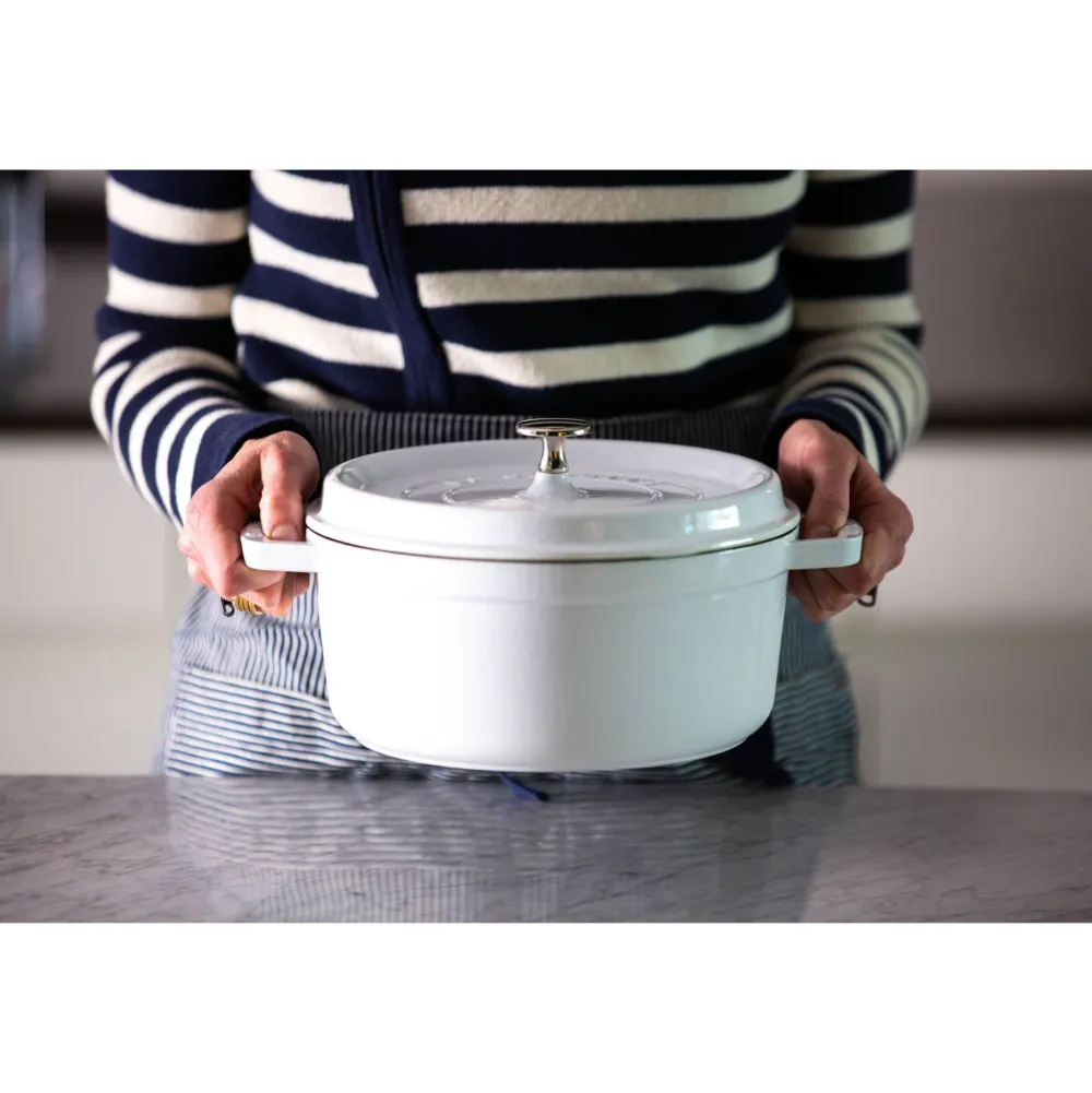 Staub Braadpan Cocotte Rond Puur Wit 26 cm Outlet