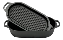 Braadpan Valhal Outdoor Gietijzer met Grill Deksel Ovaal 2 L