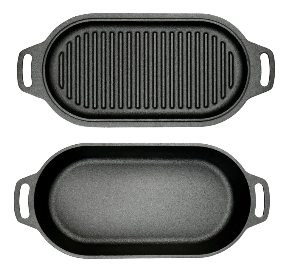 Braadpan Valhal Outdoor Gietijzer met Grill Deksel Ovaal 2 L
