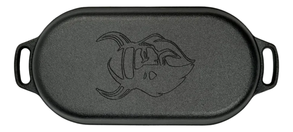 Braadpan Valhal Outdoor Gietijzer met Grill Deksel Ovaal 2 L