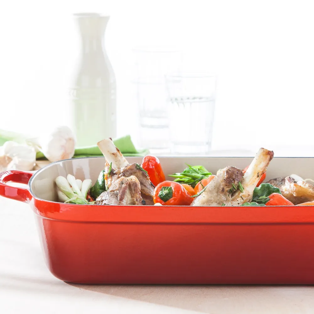 Le Creuset Braadslede Rechthoekig Kersenrood Outlet
