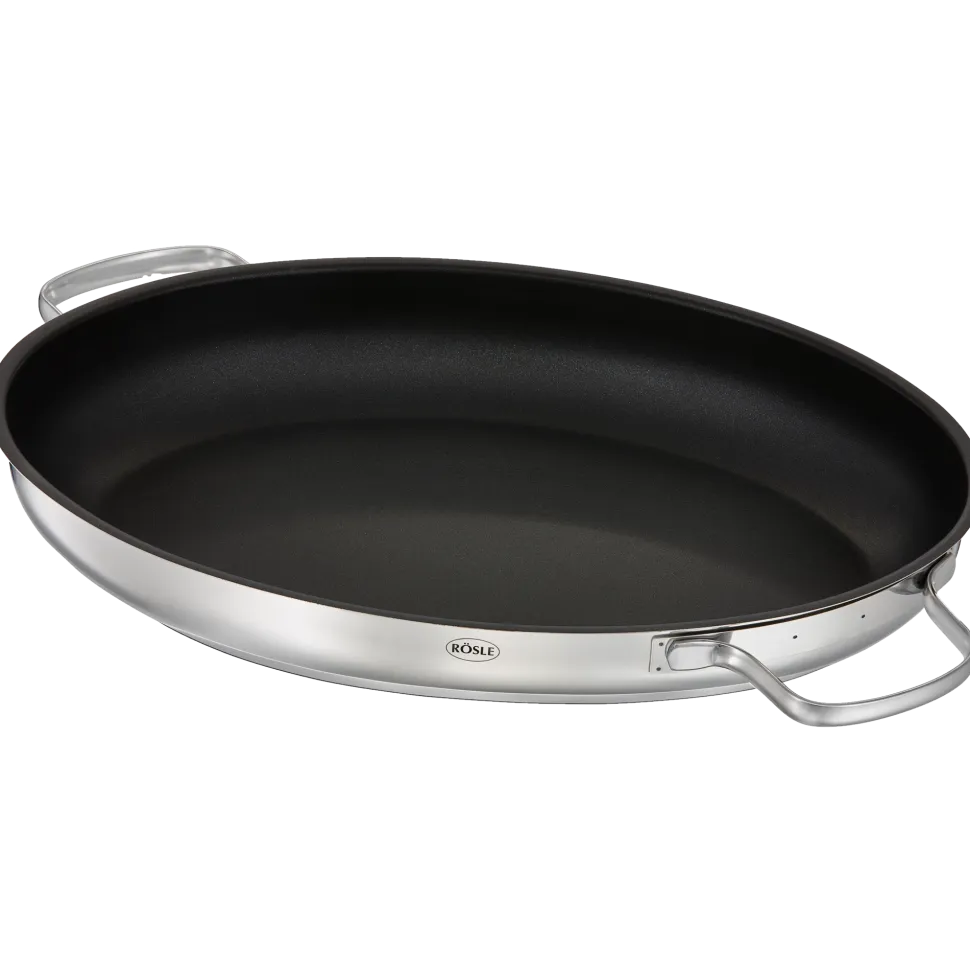 Braadslede Rösle Pure Elements Ovaal met RVS Deksel ProCeraPlus Zilver