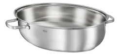 Braadslede Rösle Pure Elements Ovaal met RVS Deksel ProCeraPlus Zilver