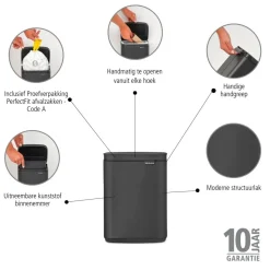 Brabantia Bo Afvalemmer 4 L - Mineral Infinite Grey