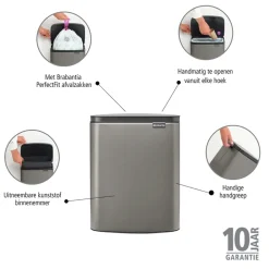Brabantia Bo Afvalemmer 12 L - Platinum Sale