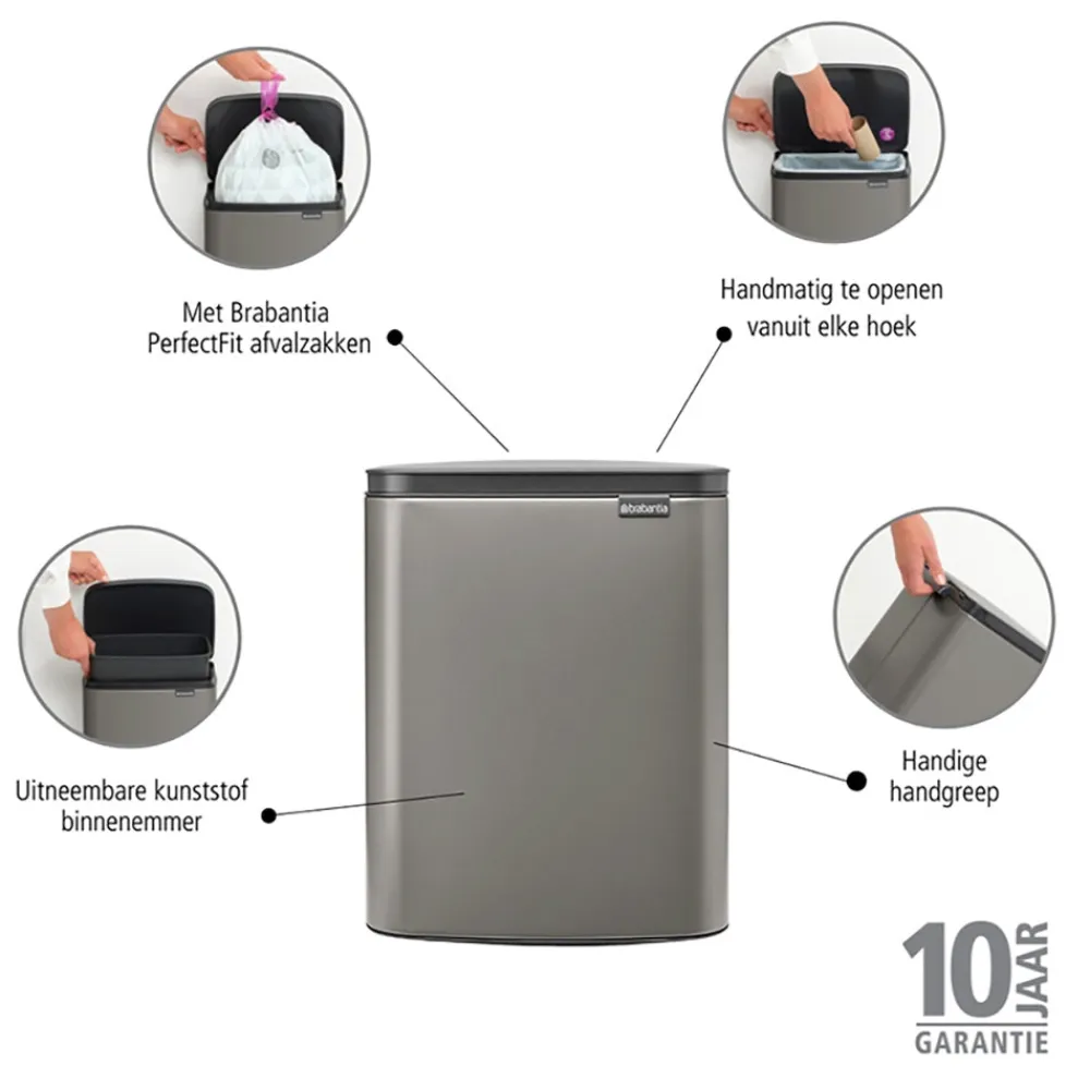 Brabantia Bo Afvalemmer 12 L - Platinum Sale