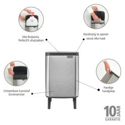Brabantia Bo Hi Afvalemmer 7 L - Matt Steel FPP
