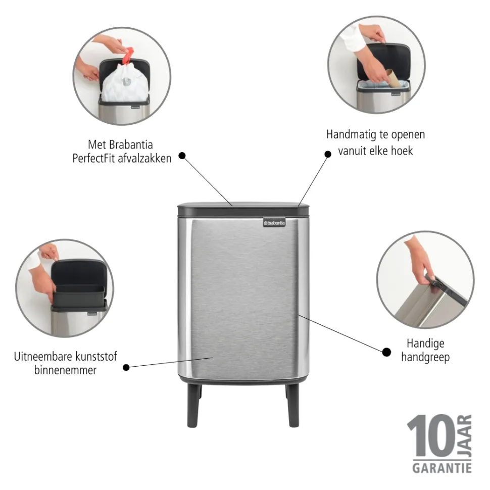 Brabantia Bo Hi Afvalemmer 7 L - Matt Steel FPP