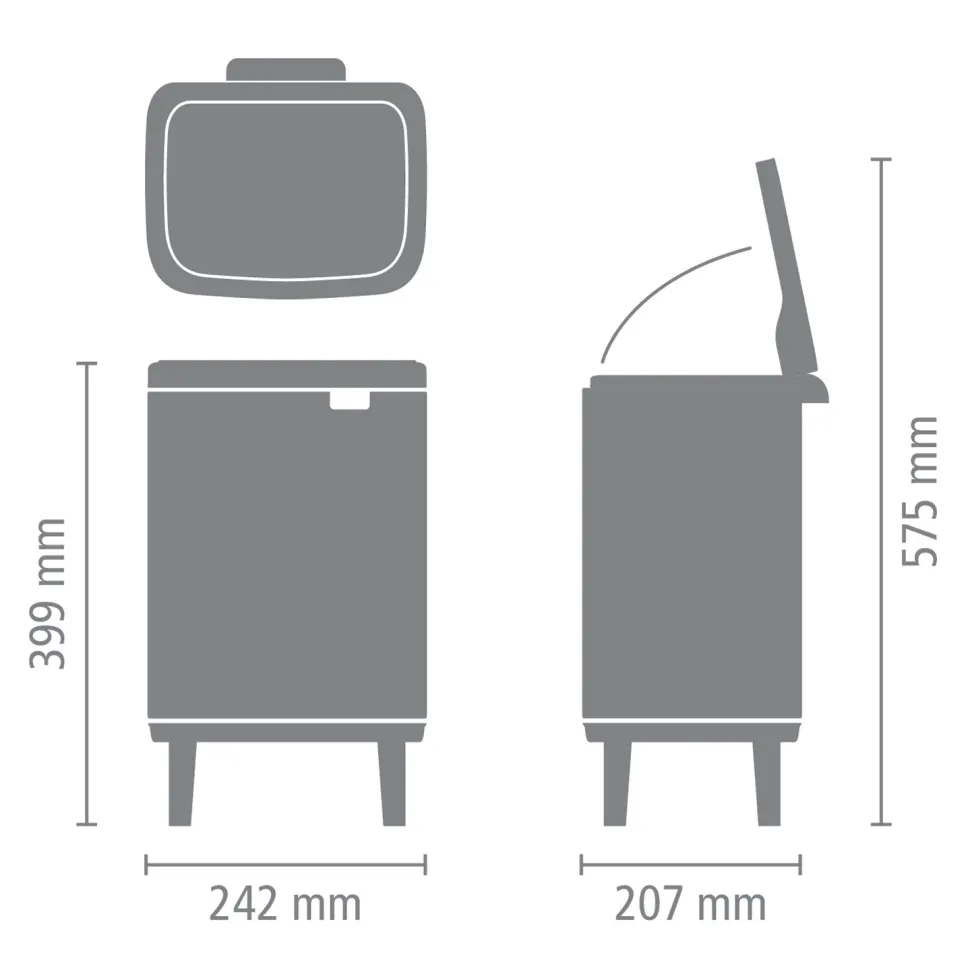 Brabantia Bo Hi Afvalemmer 7 L - Matt Steel FPP