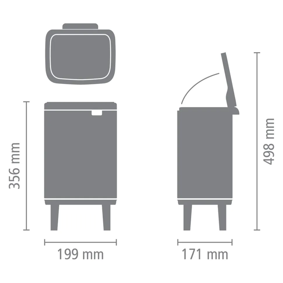 Brabantia Bo Hi Afvalemmer 4 L - Matt Black