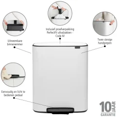 Brabantia Bo Pedaalemmer 60 Liter - White
