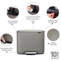 Brabantia Bo Pedaalemmer 33 Liter (3x11 Liter) - 232014