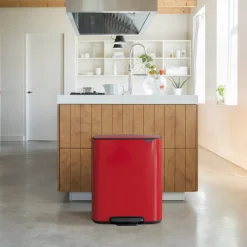 Brabantia Bo Pedaalemmer 60 Liter (2x30 liter) - Passion Red