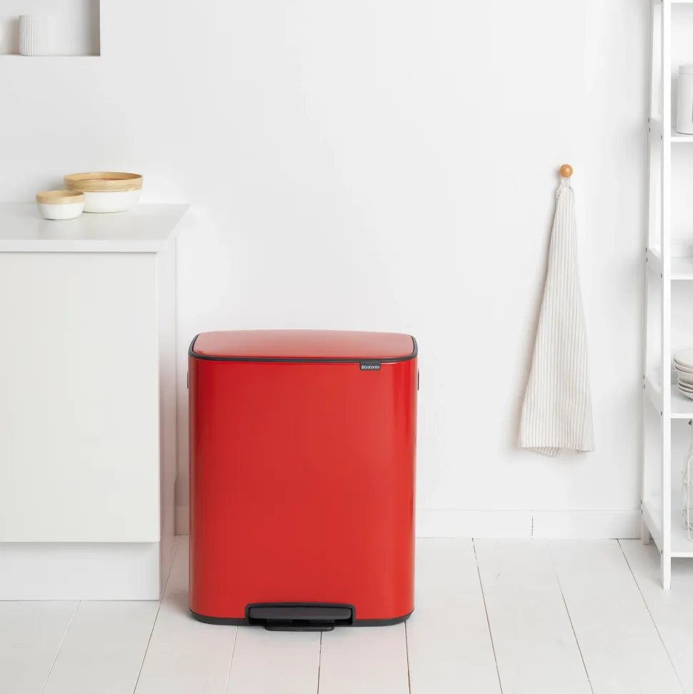 Brabantia Bo Pedaalemmer 60 Liter (2x30 liter) - Passion Red