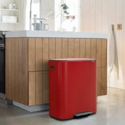 Brabantia Bo Pedaalemmer 60 Liter (2x30 liter) - Passion Red