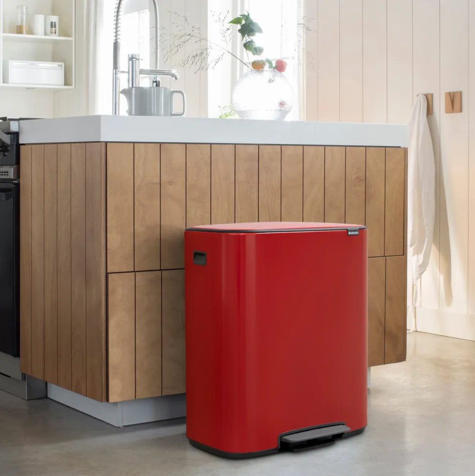 Brabantia Bo Pedaalemmer 60 Liter (2x30 liter) - Passion Red