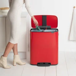 Brabantia Bo Pedaalemmer 60 Liter (2x30 liter) - Passion Red