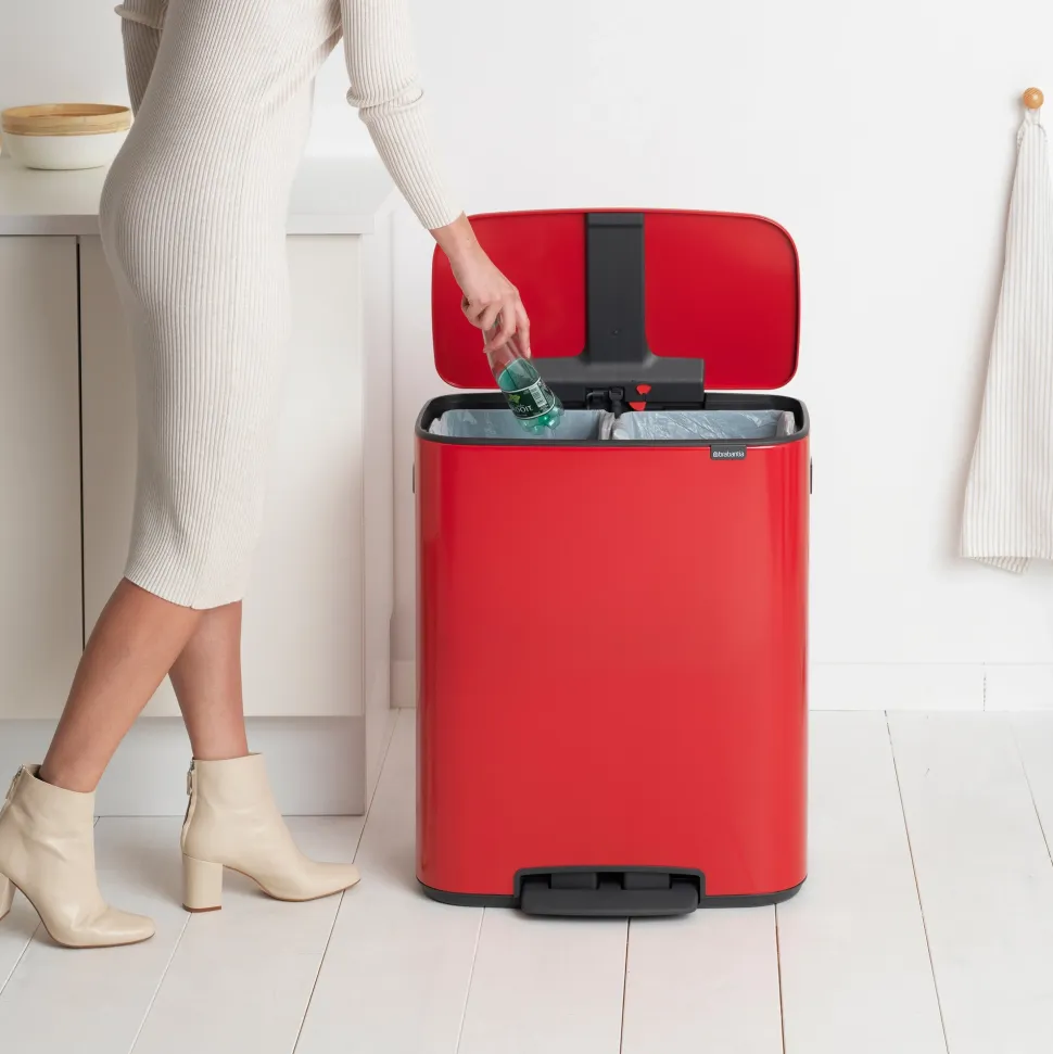 Brabantia Bo Pedaalemmer 60 Liter (2x30 liter) - Passion Red