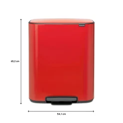 Brabantia Bo Pedaalemmer 60 Liter (2x30 liter) - Passion Red