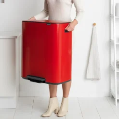 Brabantia Bo Pedaalemmer 60 Liter (2x30 liter) - Passion Red