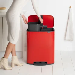 Brabantia Bo Pedaalemmer 60 Liter (2x30 liter) - Passion Red