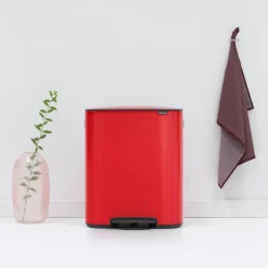 Brabantia Bo Pedaalemmer 60 Liter (2x30 liter) - Passion Red