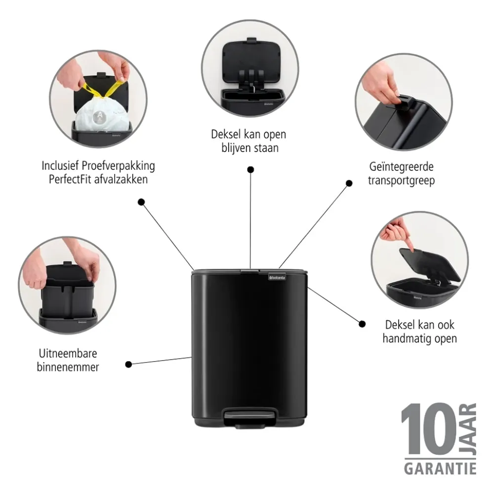 Brabantia Bo Pedaalemmer - Matt Black