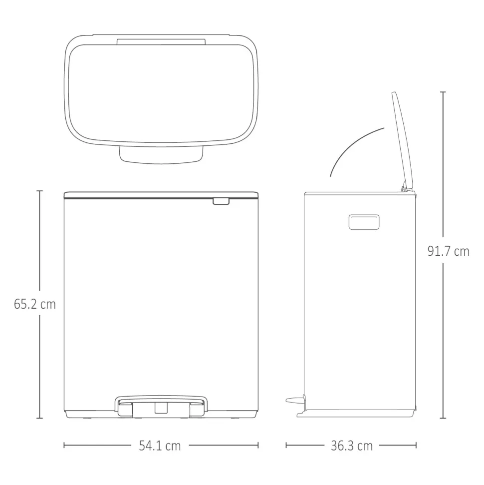 Brabantia Bo Pedaalemmer 2 x 30 L - Mineral Concrete Grey