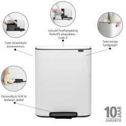 Brabantia Bo Pedaalemmer 2 x 30 L - Wit