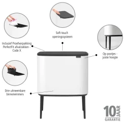 Brabantia Bo Touch Bin Afvalemmer 3 x 11 L - Wit