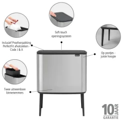 Brabantia Bo Touch Bin Afvalemmer 11 + 23 L - Vingerafdrukvrij - Zilver Sale