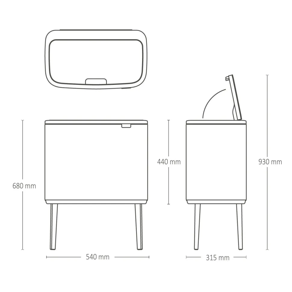 Brabantia Bo Touch Bin Afvalemmer 11 + 23 L - Soft Beige
