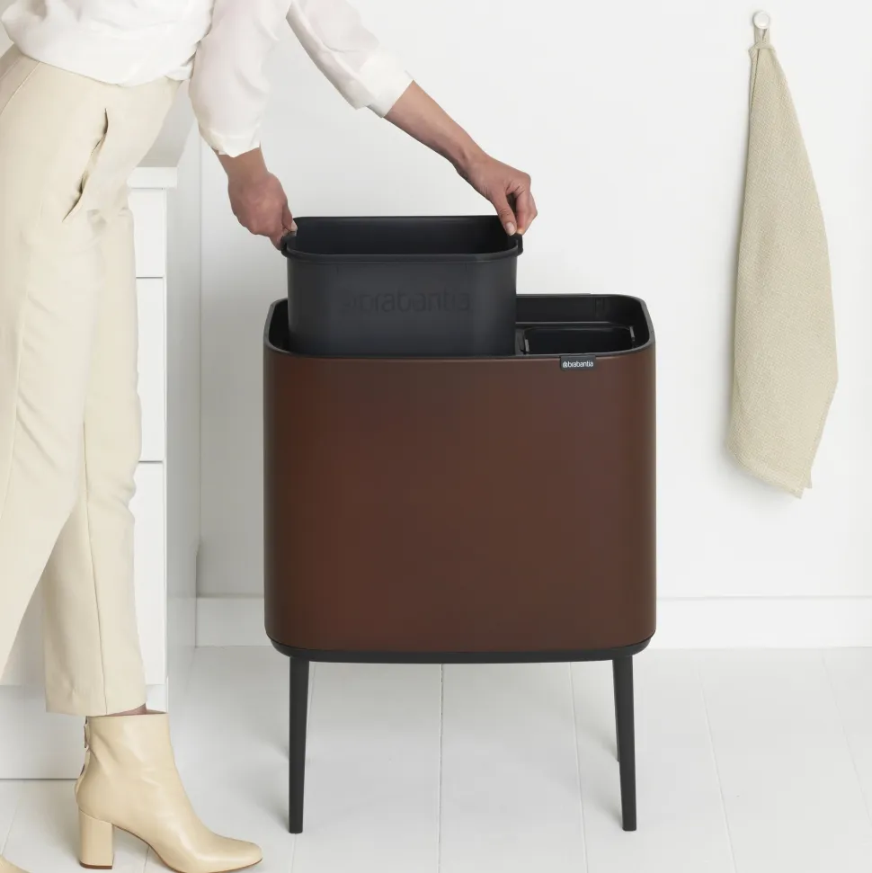 Brabantia Bo Touch Bin Afvalemmer 11 + 23 L - Mineral Cosy Brown