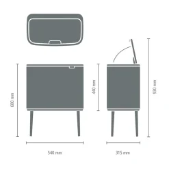 Brabantia Bo Touch Bin Afvalemmer 33 Liter (3x11 Liter) - 210011